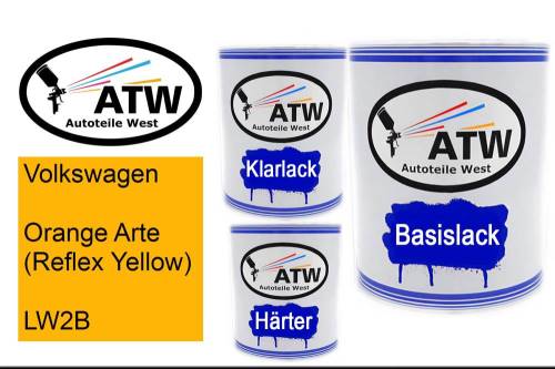 Volkswagen, Orange Arte (Reflex Yellow), LW2B: 1L Lackdose + 1L Klarlack + 500ml Härter - Set, von ATW Autoteile West.